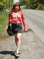FIERY redhead Kelly Monrock is a gorgeous little Quebec cutie with it going ON! In this awesome alfresco set brought to us by Vito, naughty Kelly turns up the temp and turns some heads as she struts her fine ass roadside giving us drooling fans some cheek